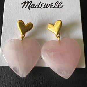 Rose Quartz Heartlove Statement Earrings- 1 pair -Effortlessly beautiful-New